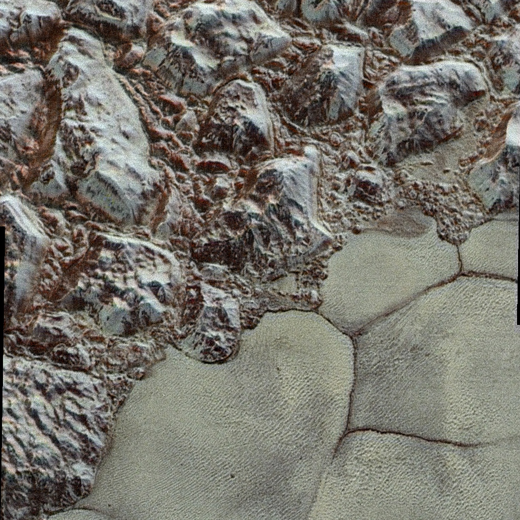 Fotografia del mare di azoto solido di Plutone