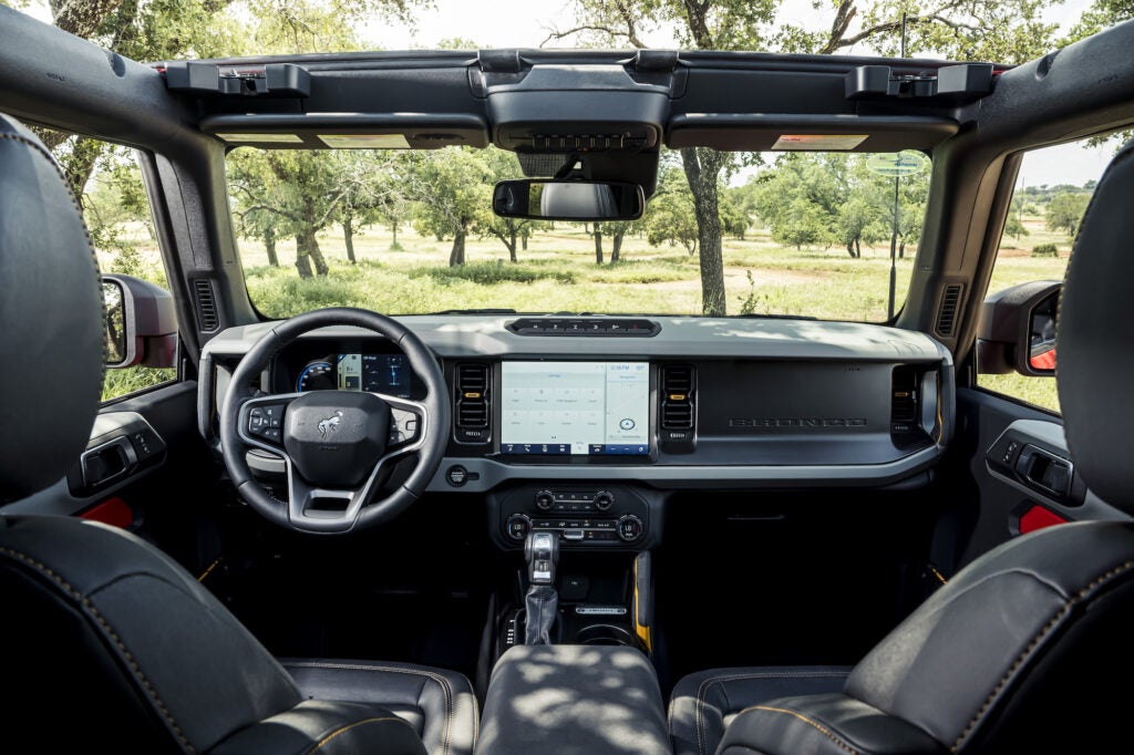 The interior of the 2021 Ford Bronco.