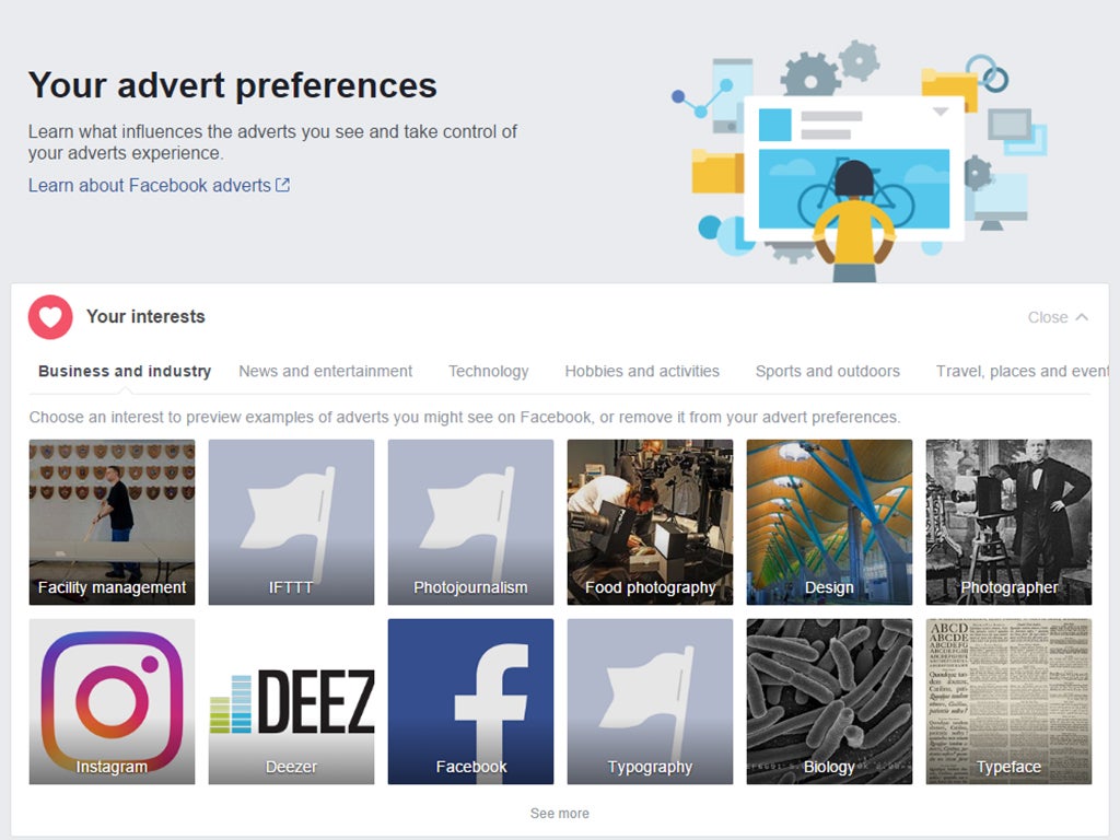 Варианты Facebook для настройки параметров рекламы.