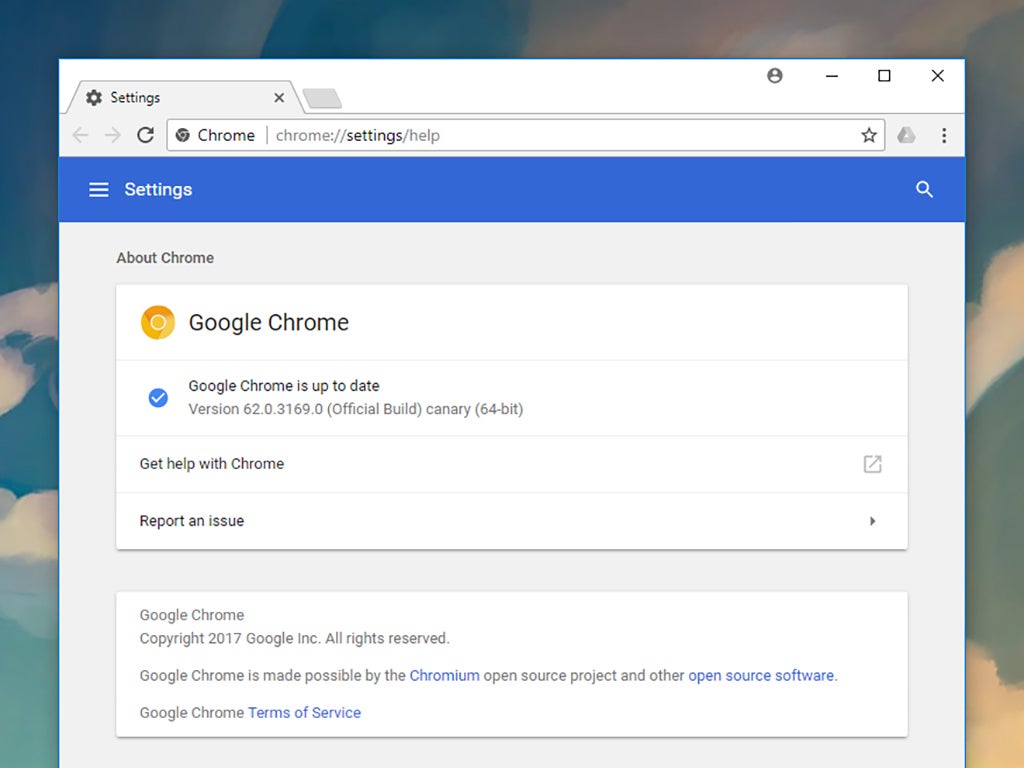 L'interface de la version Canary de Google Chrome.