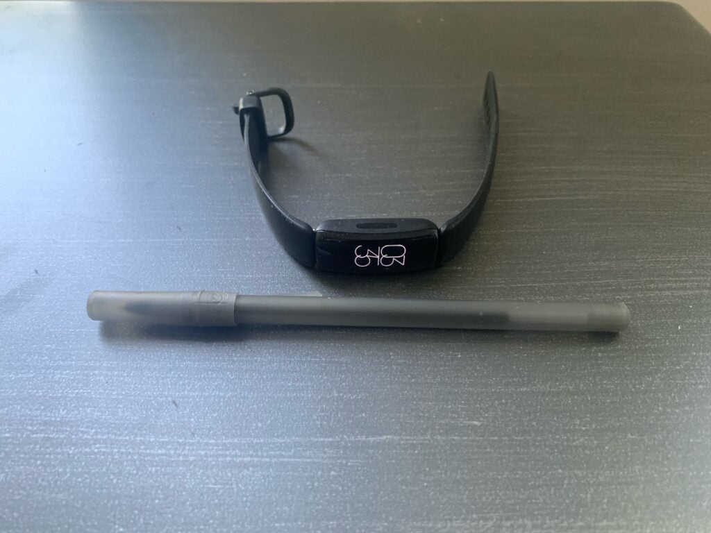 Fitbit Inspire 2 comparison to pen for size