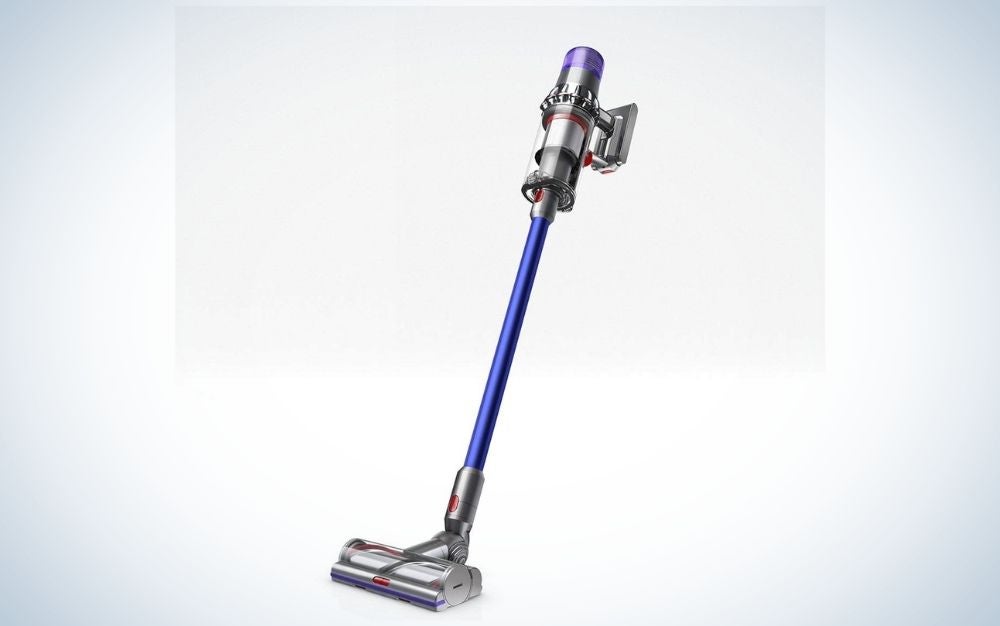 Blue cordless vacuum cleaner for hardwood floors