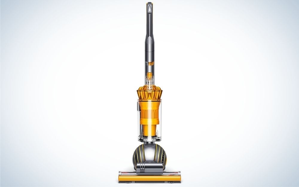 Yellow, electric corded vacuum for hardwood floors