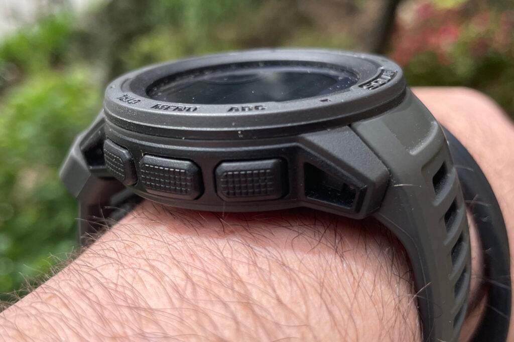 Garmin instinct solar smartwatch from the side