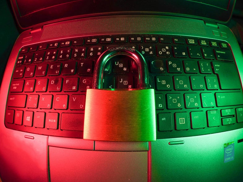 lock over laptop keyboard