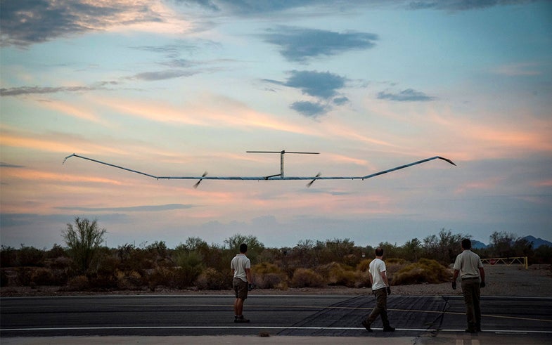 Record-breaking plane Zephyr S HAPS (Solar High Altitude Pseudo-Satellite) by Airbus in flight