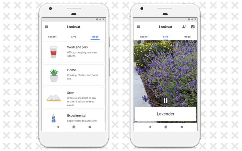interface of the Lookout Seeing-eye app by Google