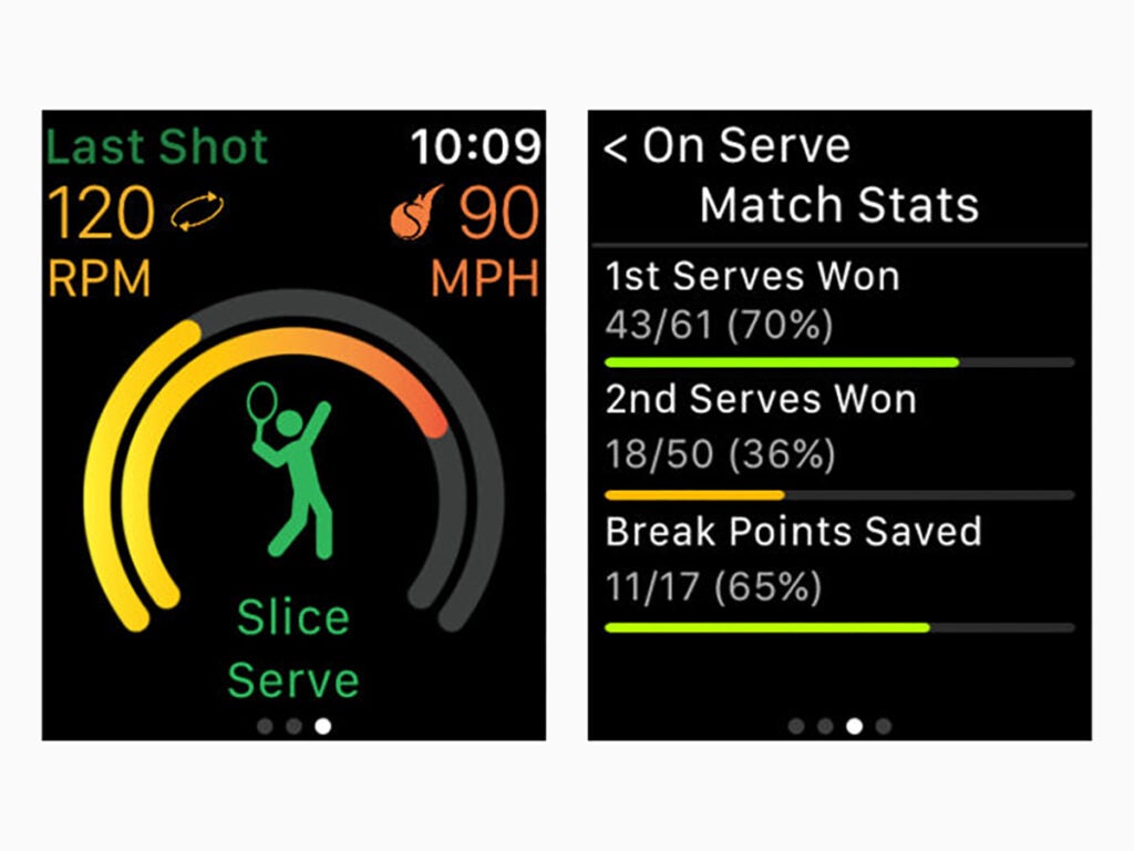 Swing Tennis Tracker Apple Watch app screen