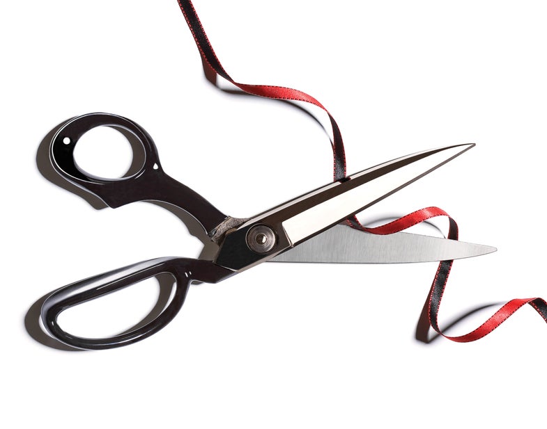 scissors cutting ribbon