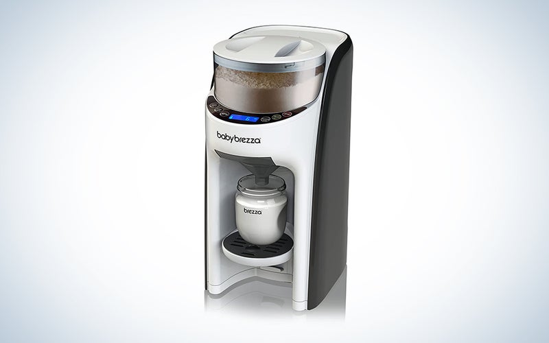 A Baby Brezza machine on a blue and white background