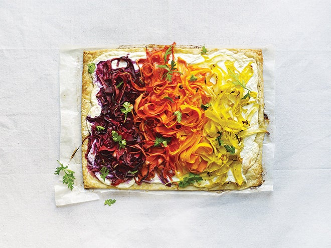 shaved carrot tart with ricotta