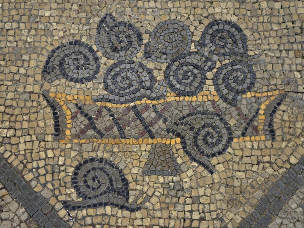 Detail of a 4th century mosaic of a basket of snails