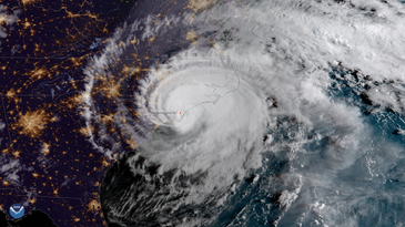 a satellite view of hurricane florence