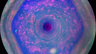 a hexagon-shaped cloud system on saturn