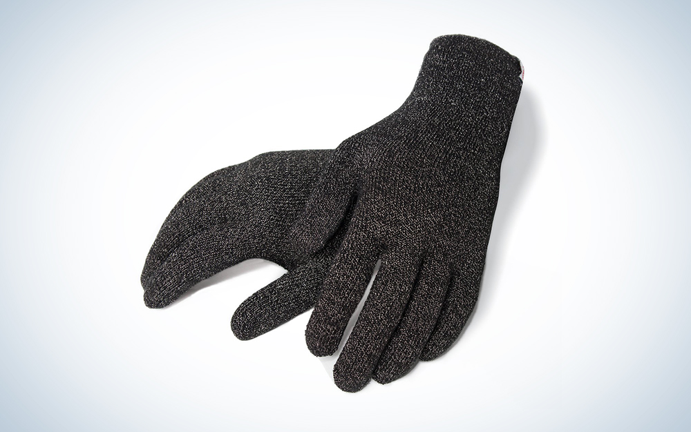 a pair of gray gloves