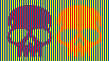 These skulls look purple and orange. They are both red.