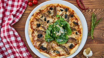 pizza with greens