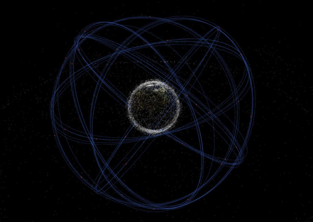 Screenshot of GPS orbits from 'Stuff In Space'