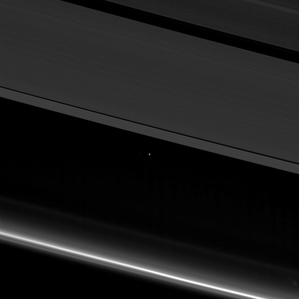 Earth beneath Saturn's rings.