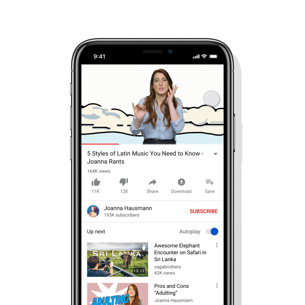 YouTube swipe UX app