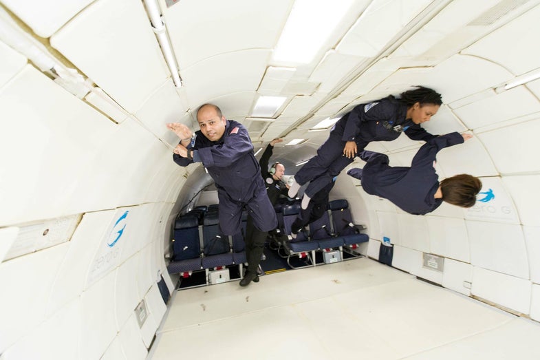 Hanging out in zero gravity.