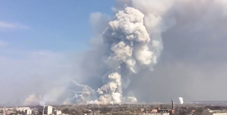 Smoke from ammunition depot explosion