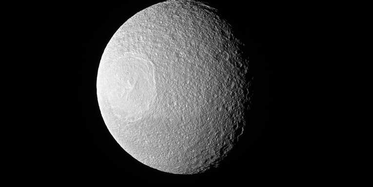This moon looks just like the Death Star, which isn’t suspicious at all