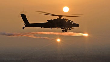 AH-64D Apache Helicopter Fires Flares 