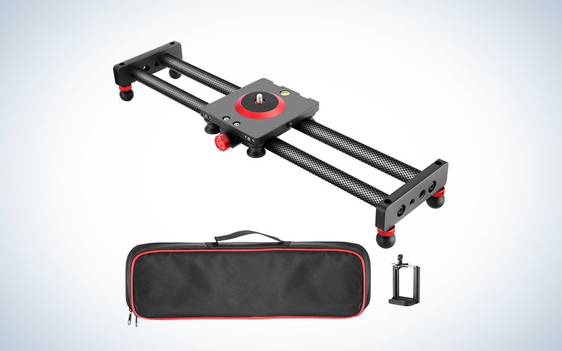 Neewer Camera Slider Video Track Dolly Rail Stabilizer: 39-inch/100cm, Flywheel Counterweight with Light Carbon Fiber Rails, Adjustable Legs, Carry Bag, DSLR Camera Camcorder Track for Filming