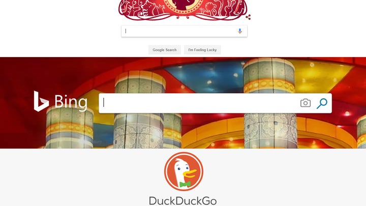 Google, Bing, DuckDuckGo