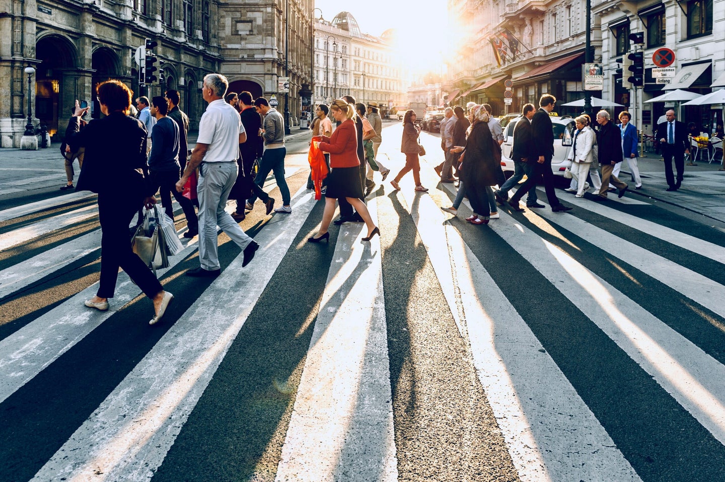 Pedestrians in Vienna, Austria.