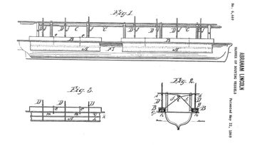 Sketches of the boat-safety device that President Abraham Lincoln patented