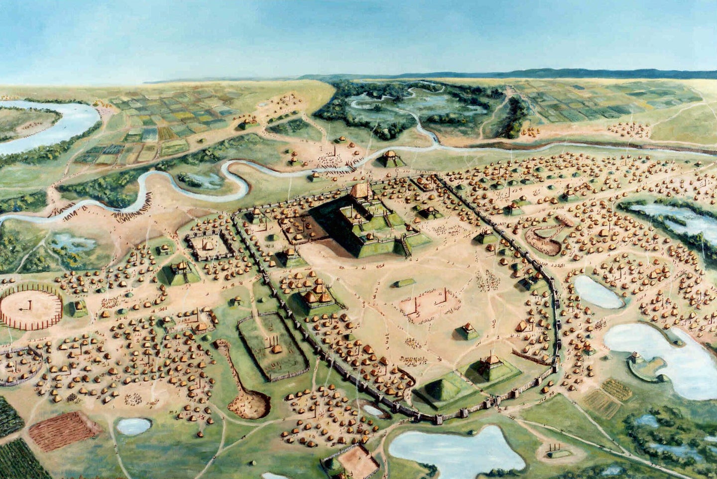Cahokia, which was located near present-day St. Louis, was the largest prehistoric city in North America in 1150 A.D.