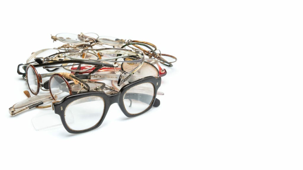 a gaggle of old glasses