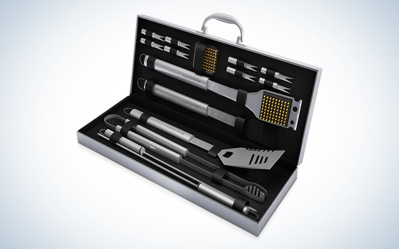 Home-Complete BBQ Grill Tools Set with 16 Barbecue Accessories