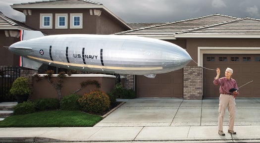 The airship gets 45 minutes of flight time on a single charge of its battery.