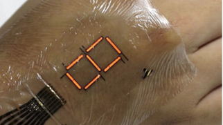 Flexible e-skin that has embedded polymer light emitting diodes 