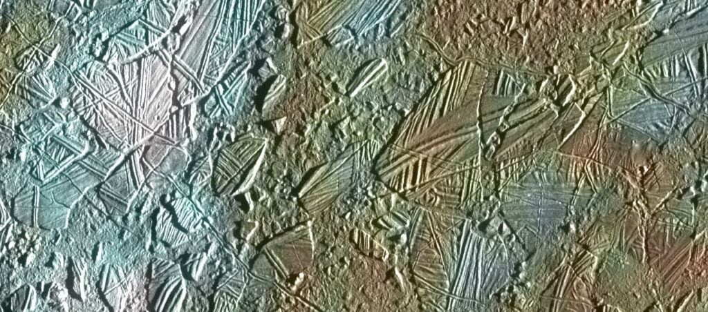 Bizarre features on Europa’s icy surface suggest a warm interior.