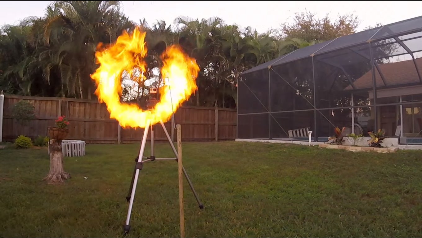 Backyard Vortex Cannon Shoots Rings Of Fire