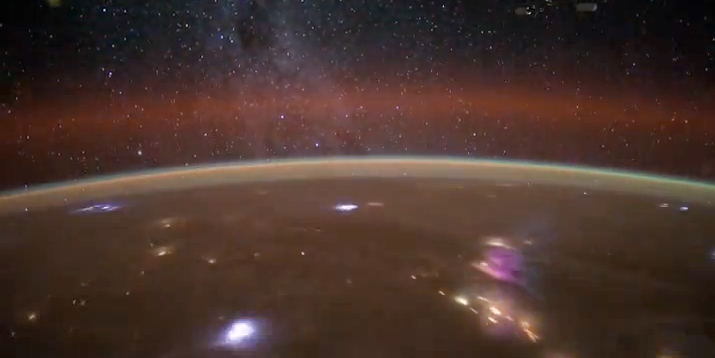 ISS Video: Lightning Over Africa, Backlit By the Milky Way