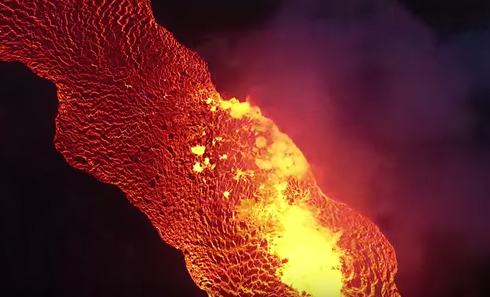 Watch Drone Footage Of A Giant Lava River