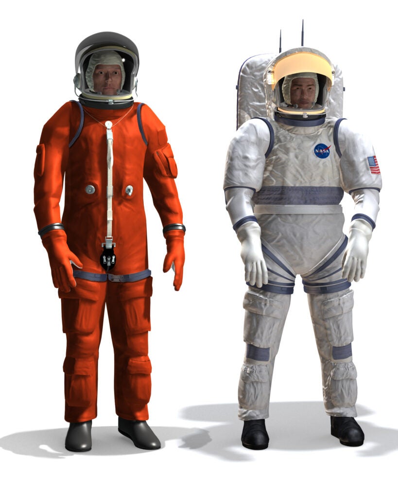 The Constellation Space Suit System, or CSSS, is the first new suit since the shuttle "jet pack" of the 1970s. It will come in two configurations: one that the astronauts will wear inside the spaceship during launch, landing and any spacewalks needed for emergency repairs en route to the moon; and a second configuration designed to be worn on the moon's surface. The two suits will share many components—such as boots, legs, gloves, and cooling and communication systems.