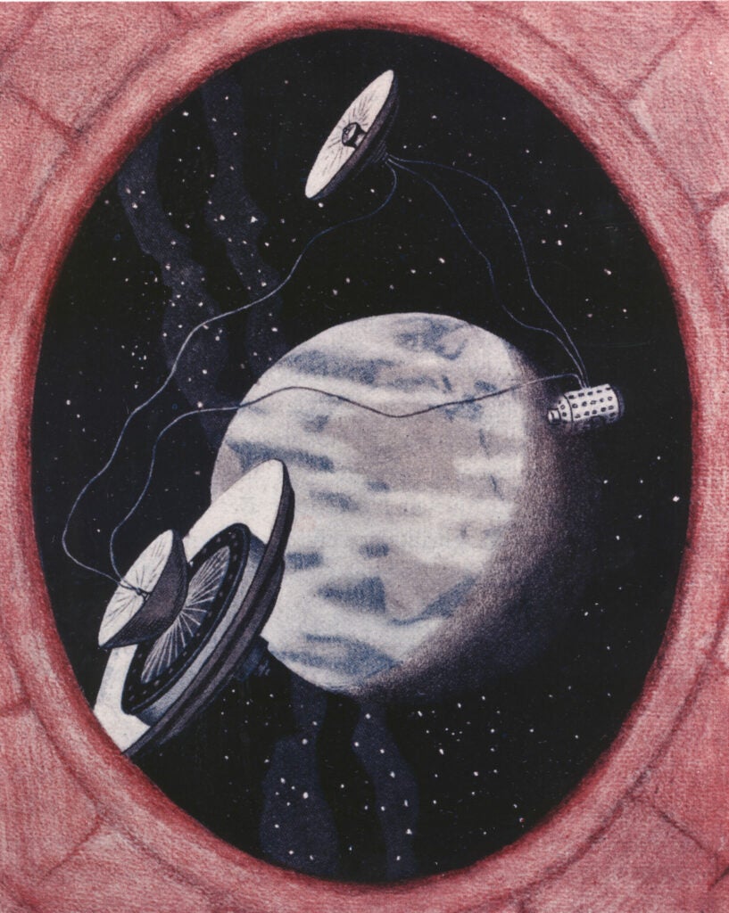 Another artist's rendering of Noordung's wheel-inspired space station from 1929.