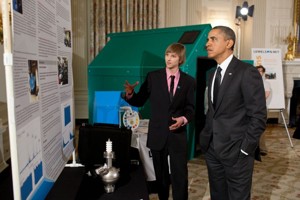 Taylor Wilson with Obama