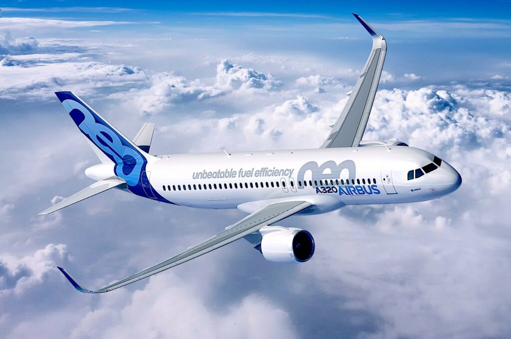 A computer rendering of the Airbus A320neo.