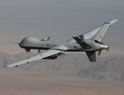 <strong>Habitat:</strong> Hunting and killing insurgents in Iraq, Afghanistan, and Pakistan. Patrolling the U.S. Mexican Border out of Fort Huachuca, Arizona. <strong>Behavior:</strong> With a wingspan of 66 feet, it's twice the size of its precursor MQ-1 Predator, and can loiter at 5,000 feet for up to 24 hours. Loaded with 3,000 pounds of munitions, including the GBU-12 laser-guided bomb and Hellfire tank-penetrating missiles, military commanders say it has become one of their most effective weapons in the current war. <strong>Notable Feature:</strong> After being launched by operators using radio-control equipment, it's flown via satellite link from pilots on safe soil in the U.S.