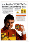 Nothing says savings like '90s feathered bangs and the Pennzoil Car Care Savings Book. With products ranging from American Racing wheels to The Club (one of the '90s most enduring products), there's no reason not to have kept those five coupons from the back of Pennzoil bottles and sent them in.  Here's a fun fact: $80 in 1990 is the equivalent of $135.56 in 2012! Who couldn't use that kind of savings?   <em>And while the Pennzoil Car Care Savings Book is no longer around, you can always find the latest promotions at Pennzoil.com: http://www.pennzoil.com/promotions/</em>