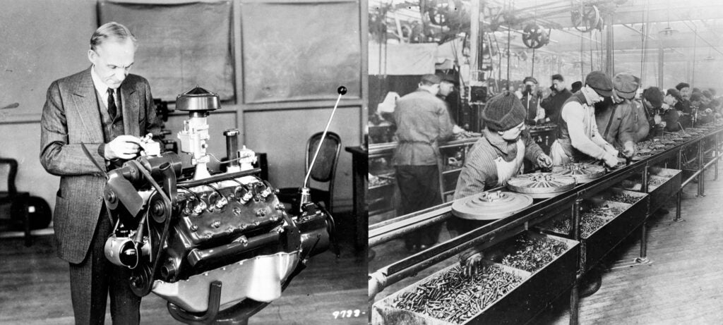 Henry Ford v-8 assembly line