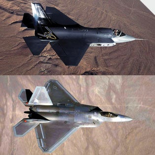 F-35 Joint Strike Fighter (top) and the F-22 Raptor
