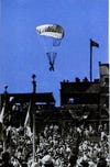 In 1938, the awesomely titled "veteran stunt balloonist" Joseph J. Dunkel was planning a parachute jump from the stratosphere. He hoped to rise 21 miles high in a balloon and then leap out to break the records for greatest height ever achieved by man and greatest speed experienced by a human. Alas, today the top Google results for Dunkel are links to an article about the time he fell off truck and was hospitalized. Sorry, Dunkel - you dreamed big. Read the full story in our August 1938 issue: 21-Mile Parachute Leap.